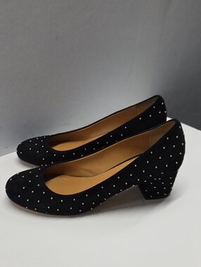 Sezane Black Suede Studded Block Heel Pumps Size 38